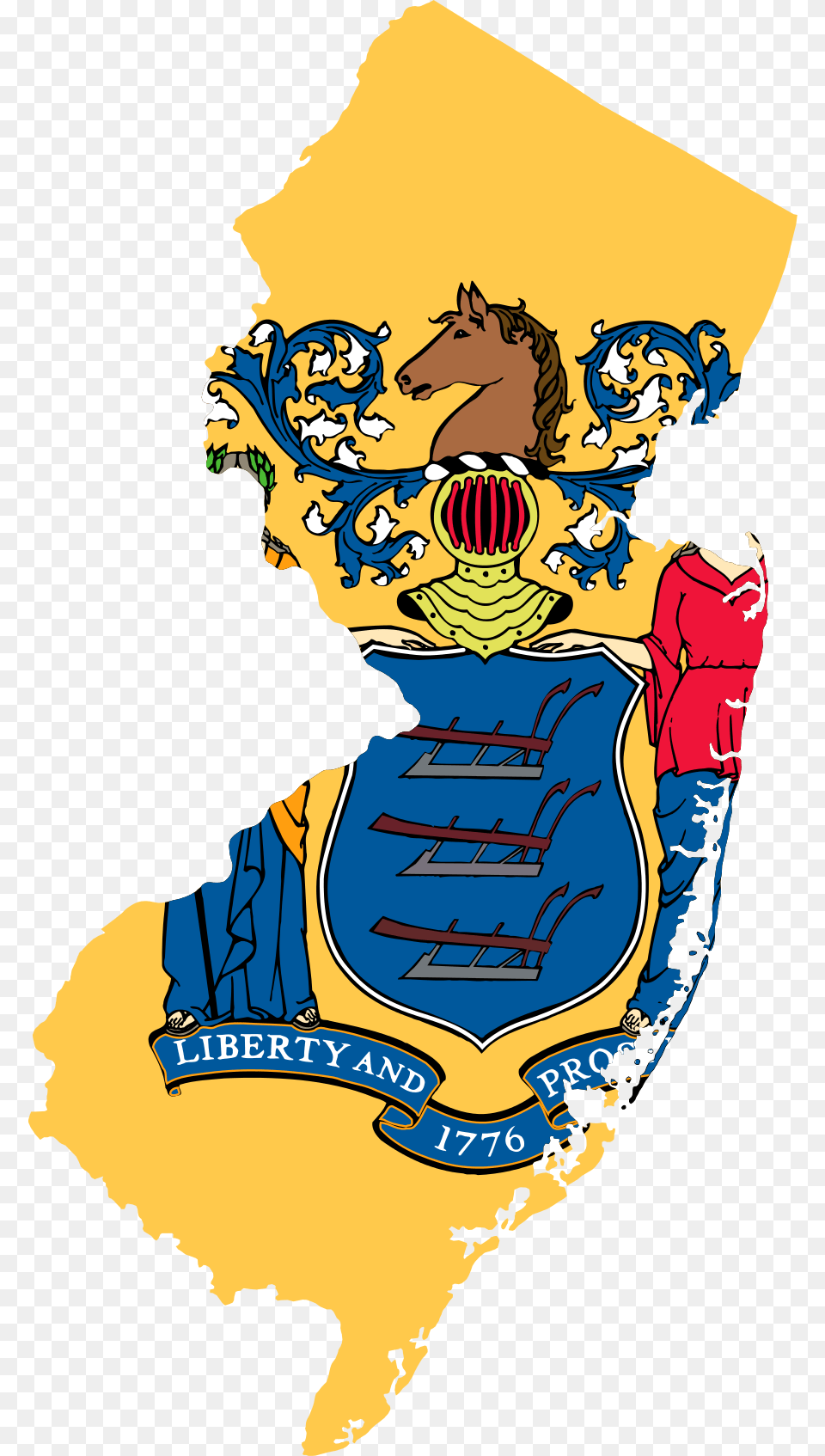 Flag Map Of New Jersey New Jersey Flag And Seal, Book, Comics, Publication, Person Png Image