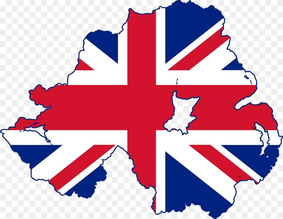 Flag Map Of Northern Ireland Flag Map Of United Kingdom, Leaf, Plant, Logo, Person Png Image