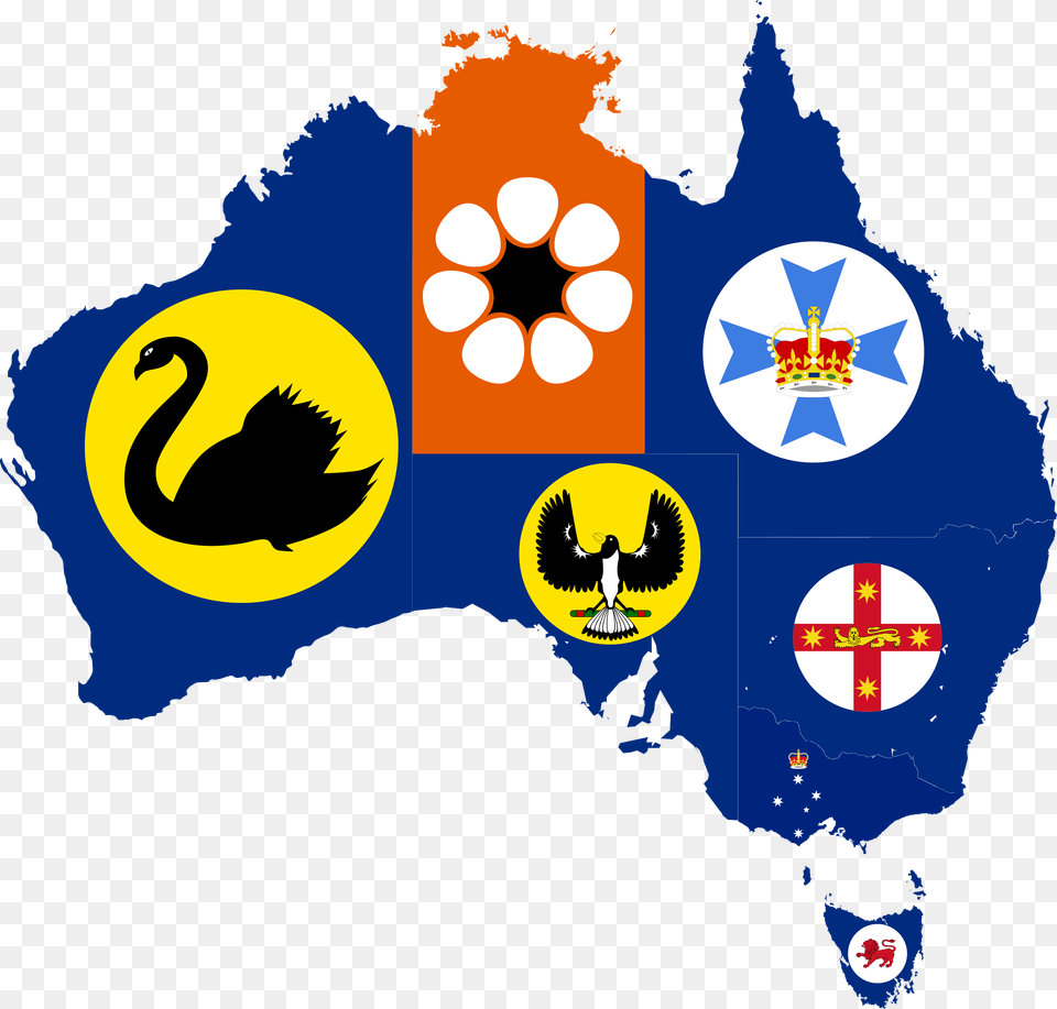 Flag Map Of States And Territories Of Australia, Logo, Symbol Png Image