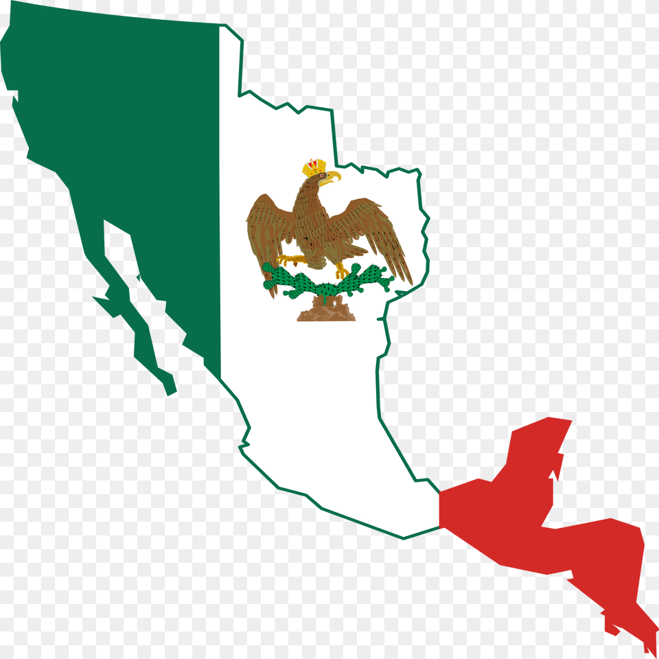 Flag Map Of The First Mexican Empire First Mexican Empire Flag Map, Animal, Bird, Cormorant, Waterfowl Png Image