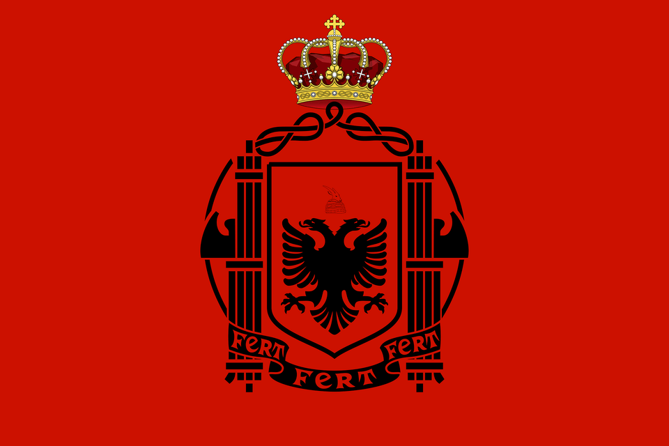 Flag Of Albania 1939 1943 Crowned Clipart, Emblem, Symbol, Logo, Accessories Free Transparent Png
