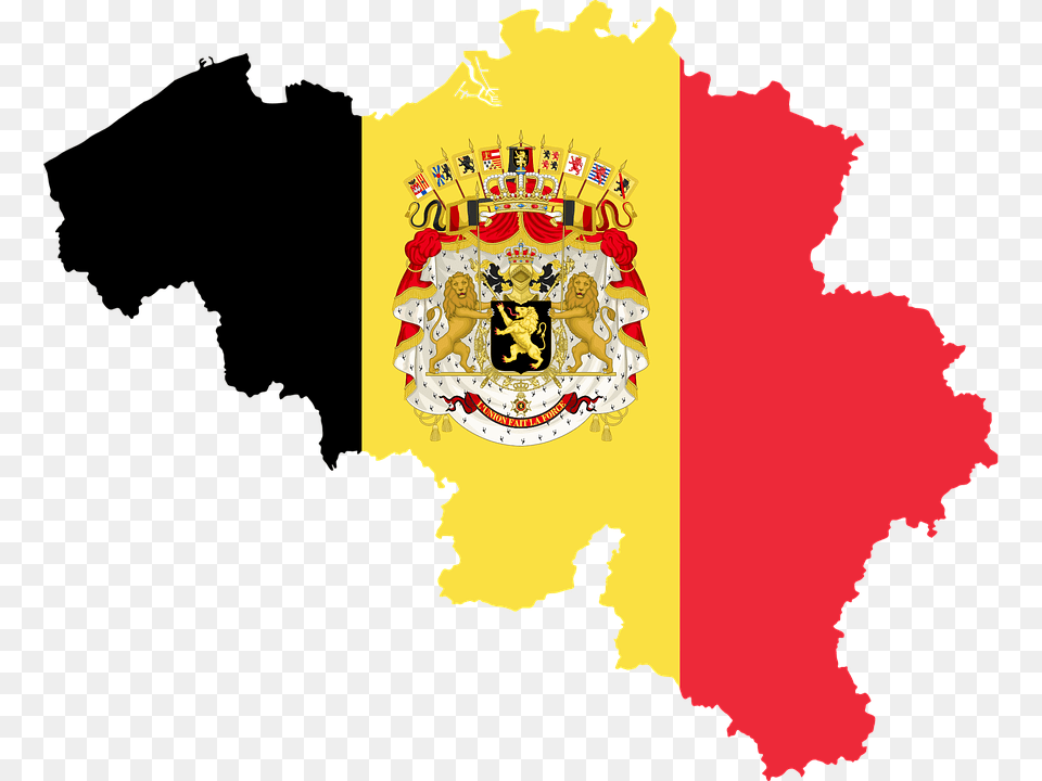 Flag Of Belgium With Coat Of Arms, Logo, Person Png