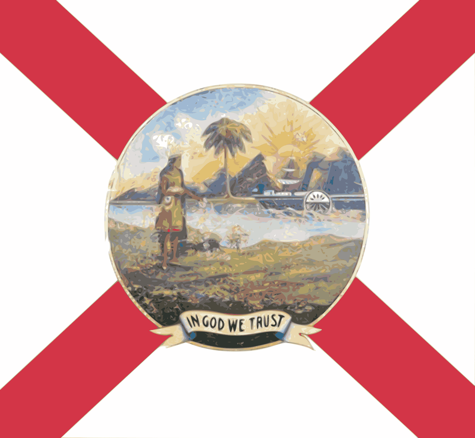 Flag Of Florida 1900 Clipart, Logo, Appliance, Badge, Ceiling Fan Png Image
