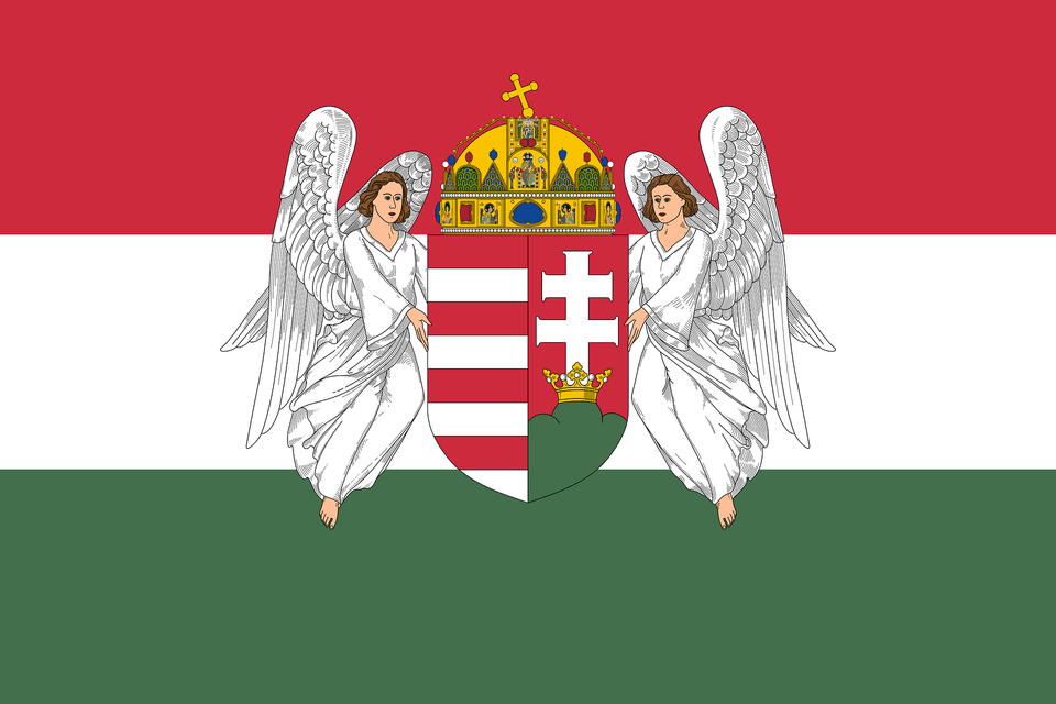 Flag Of Hungary 1915 1918 Angels 3 2 Aspect Ratio Clipart, Person, Angel, Face, Head Png Image