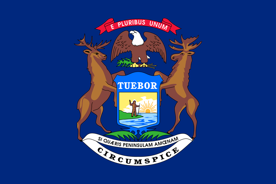 Flag Of Michigan Clipart, Logo, Emblem, Symbol, Person Free Png Download