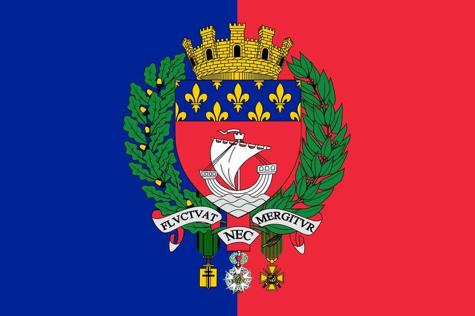 Flag Of Paris With Coat Of Arms Clipart, Emblem, Symbol, Logo Png