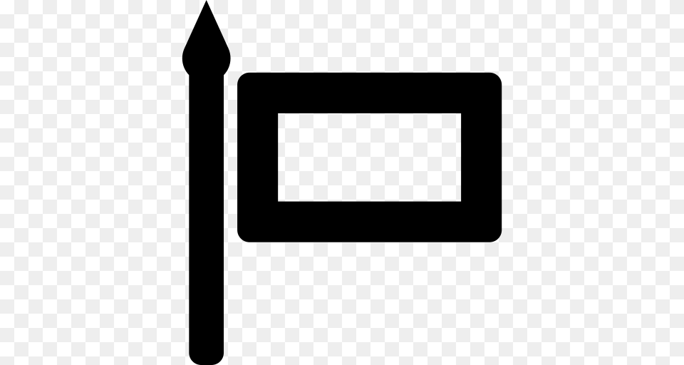 Flag Of Rectangle Outline On A Pole Icon, Gray Free Png Download