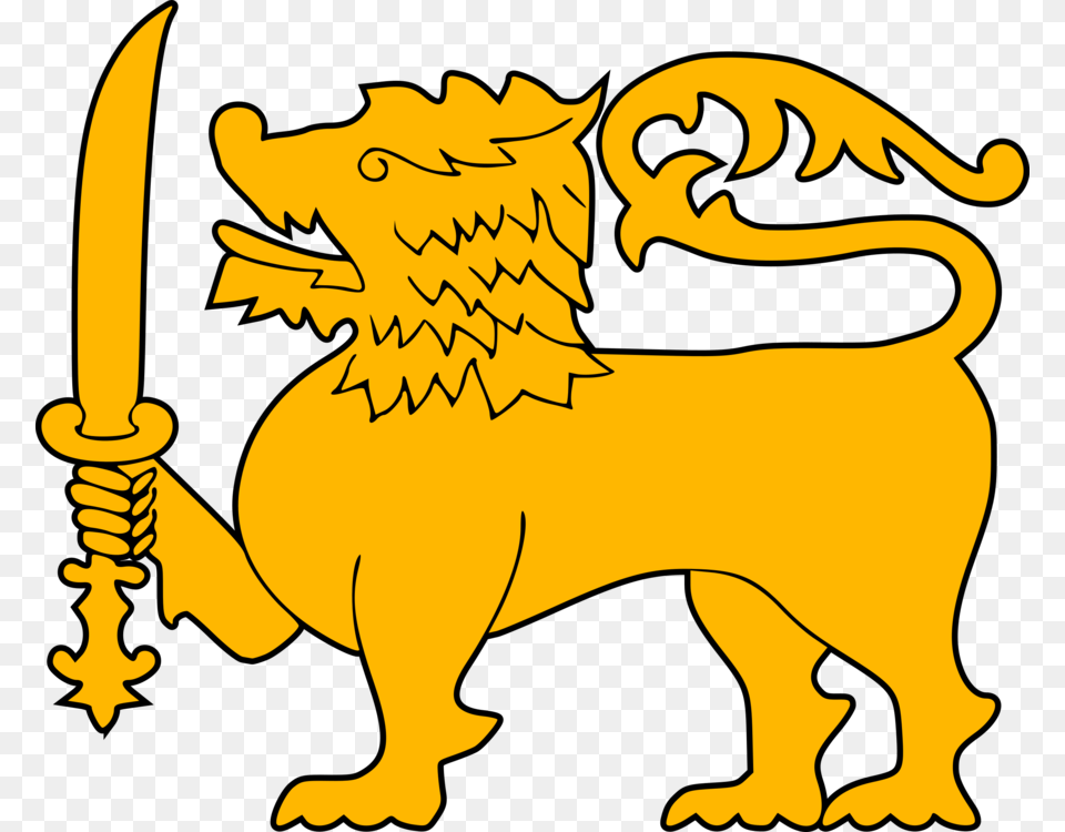 Flag Of Sri Lanka Sri Lanka Lion National Flag, Animal, Reptile, Dinosaur, Mammal Free Png