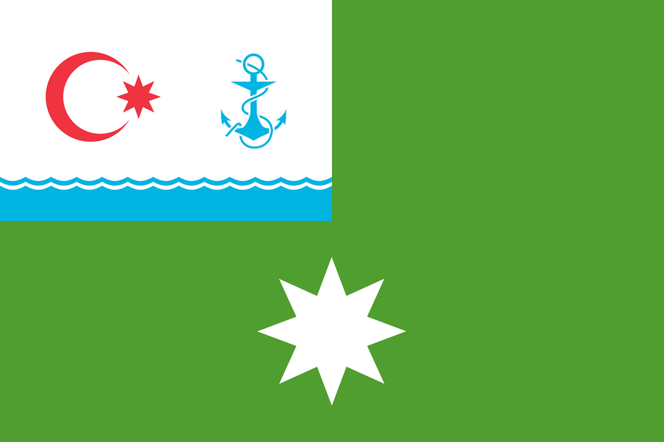Flag Of The Commander Of Group Of Vessels Of The Azerbaijan State Border Service Clipart, Symbol, Star Symbol, Logo Free Transparent Png