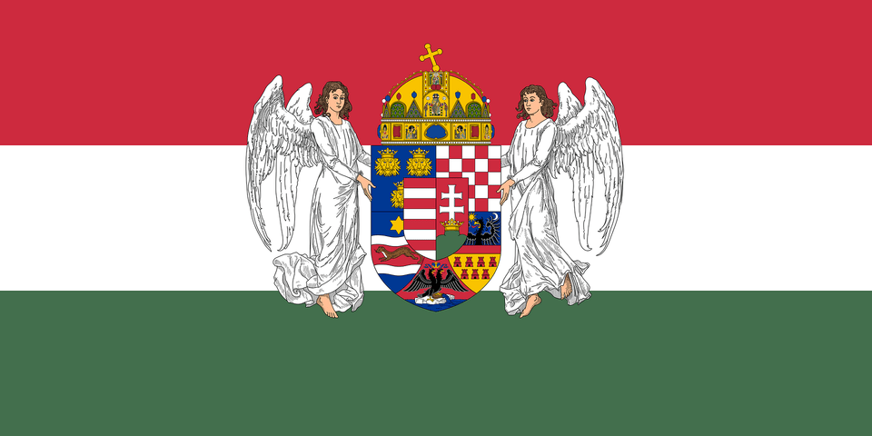Flag Of The Common Ministries Of The Lands Of The Holy Hungarian Crown 1896 1915 Angels Clipart, Adult, Female, Person, Woman Png Image