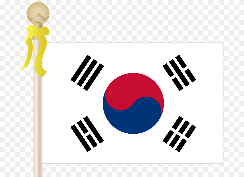 Flag Of The Republic Of Korea With Yellow Ribbon, Korea Flag Png Image
