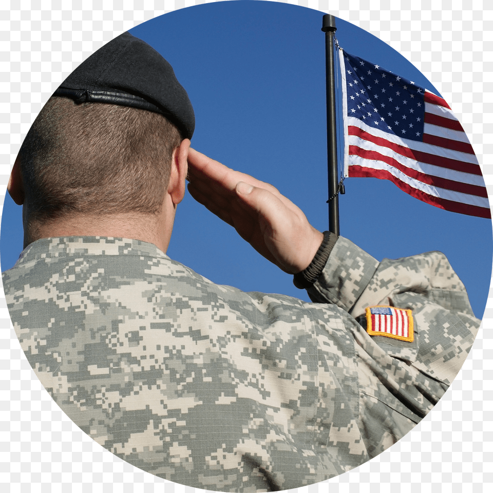 Flag Of The United States Salute Soldier Military Service To Country Army, Adult, Man, Male, Hat Free Png Download