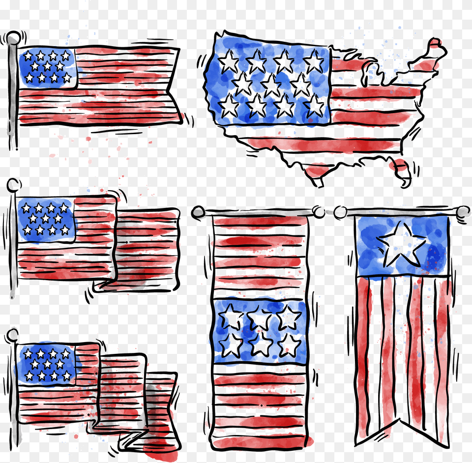 Flag Of The United Water Color American Flag, American Flag Free Png