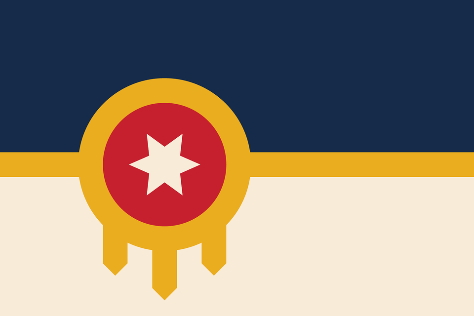 Flag Of Tulsa Oklahoma 2018present Clipart, Star Symbol, Symbol, Logo Free Png Download