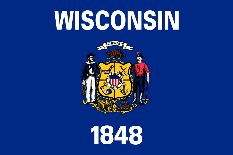 Flag Of Wisconsin Clipart, Logo, Person, People, Badge Png Image