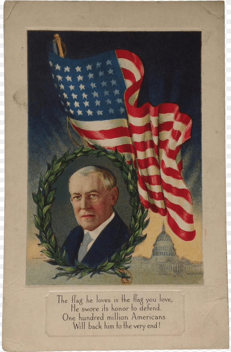 Flag Of Woodrow Wilson, Adult, American Flag, Person, Man Free Png Download