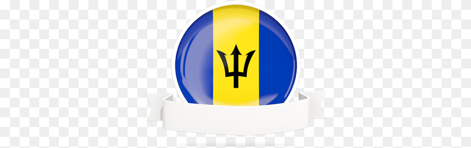 Flag With Empty Ribbon Barbados Flag, Helmet, Weapon, Clothing, Hardhat Png Image