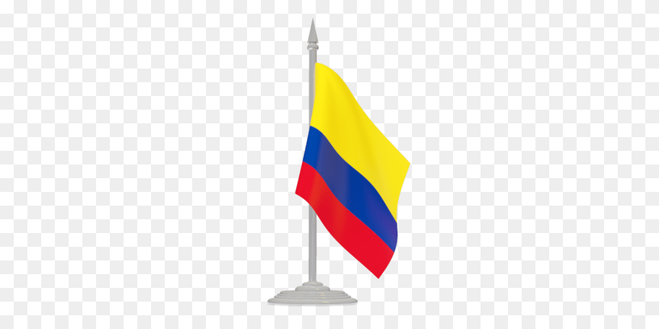 Flag With Flagpole Illustration Of Flag Of Colombia, Colombia Flag Free Png