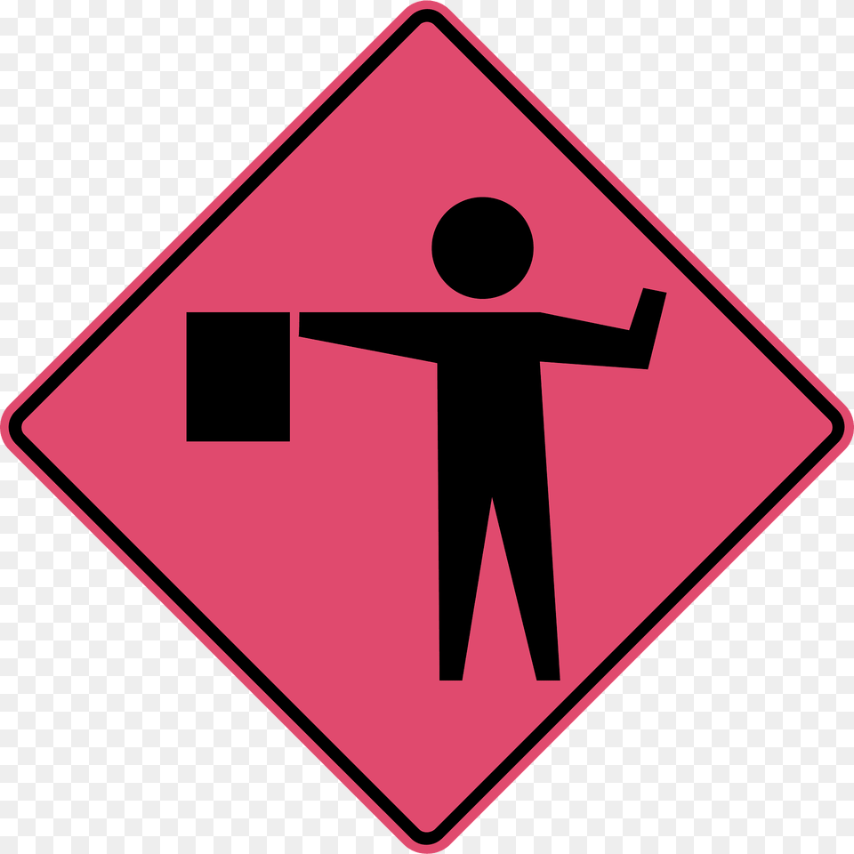 Flagger Present Clipart, Sign, Symbol, Road Sign Free Png