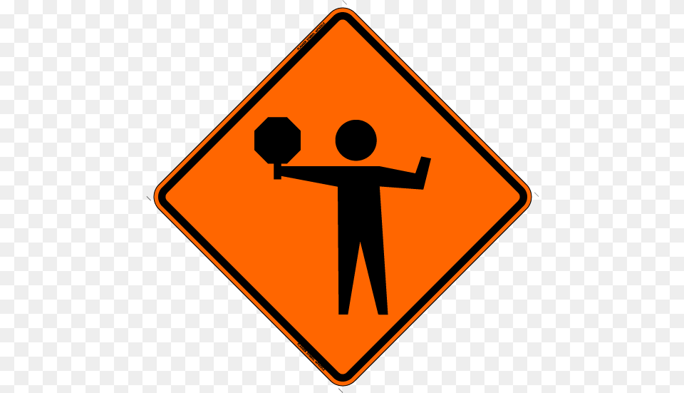 Flagger W Paddle Rus Construction Flagger Sign, Symbol, Road Sign Png Image
