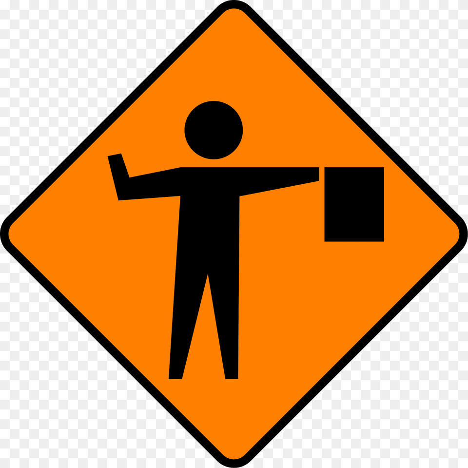 Flagman Ahead Sign In Ireland Clipart, Symbol, Road Sign Free Png