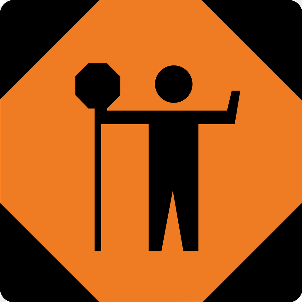 Flagman Ahead Sign In Ontario Clipart, Symbol, Road Sign, Cross Free Transparent Png