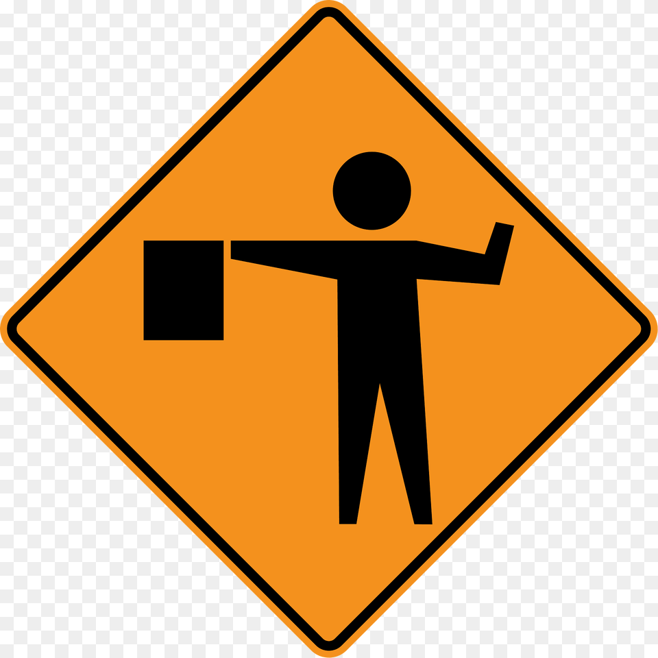 Flagman Ahead Sign In United States Clipart, Symbol, Road Sign Png Image