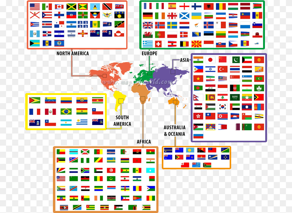 Flags Of The World World Map Flags Countries Names, Art, Collage, Text Free Png