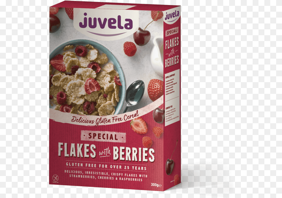 Flakes With Red Berries Corn Flakes, Bowl, Food, Cutlery, Spoon Png Image