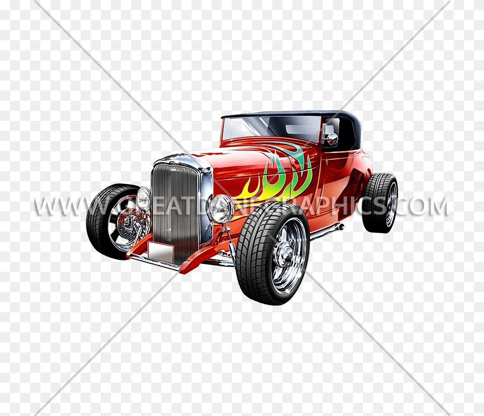 Flame Clipart Hot Rod Antique Car, Wheel, Machine, Vehicle, Transportation Free Png Download