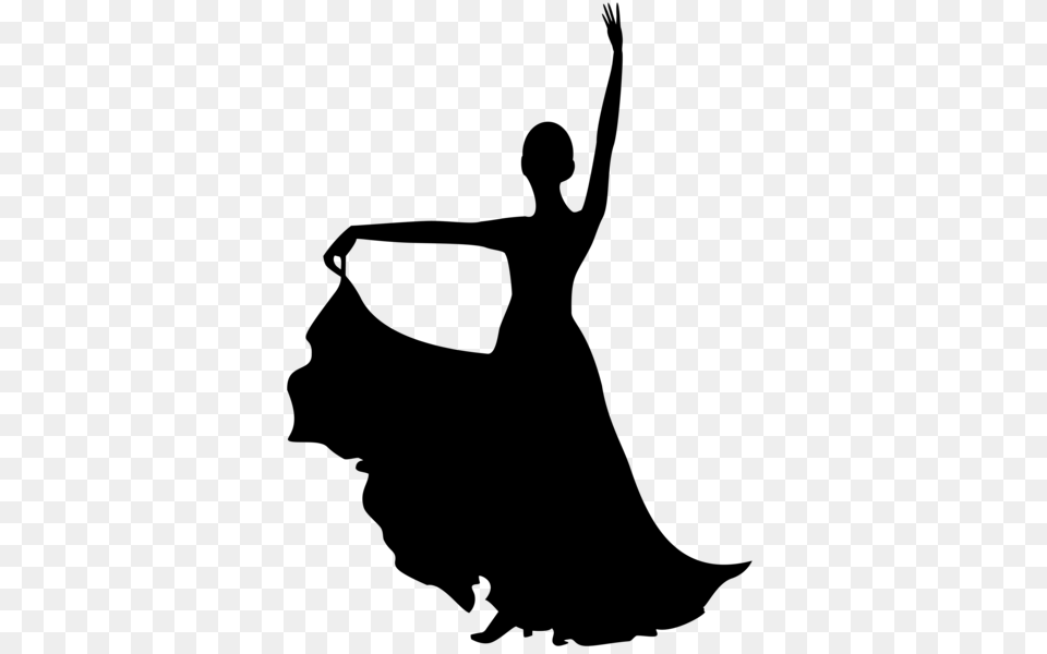 Flamenco Dancer Silhouette, Gray, Lighting Free Png