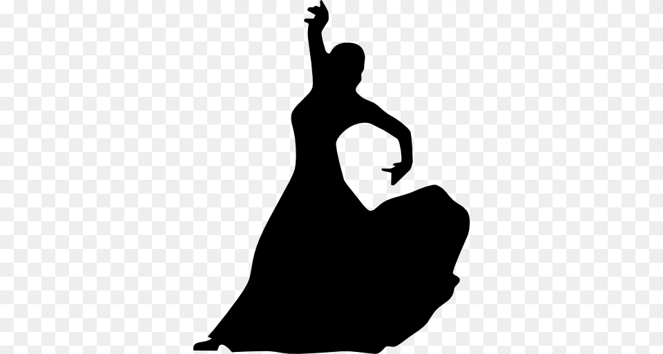 Flamenco Female Dancer Silhouette With Raised Right Arm, Leisure Activities, Dancing, Person, Adult Png