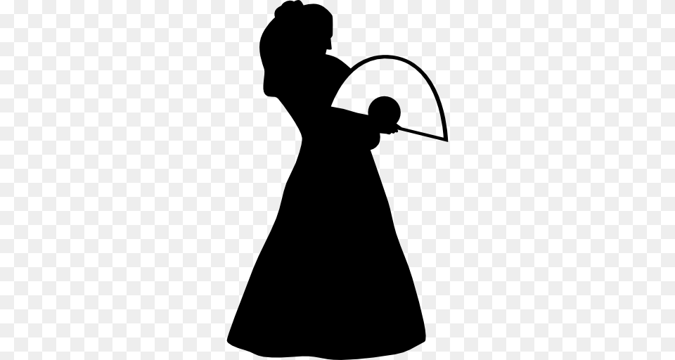 Flamenco Female Model Standing Silhouette With A Fan, Adult, Person, Woman Png Image
