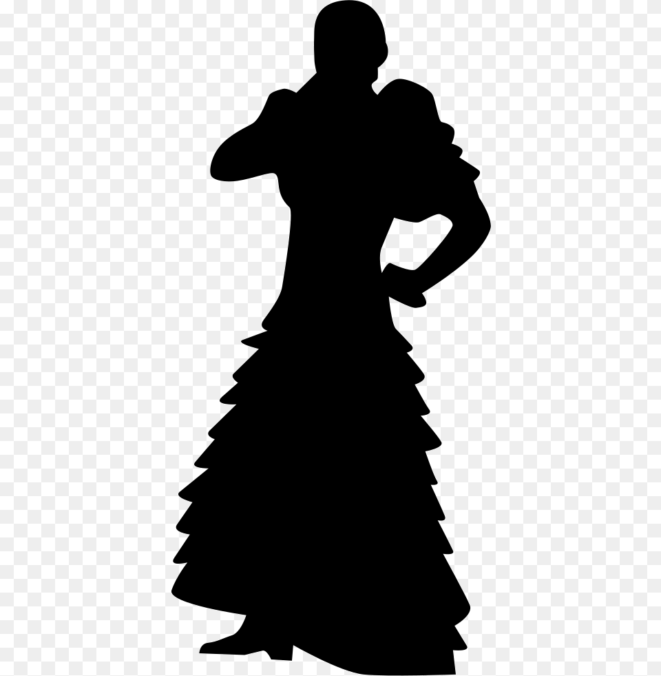 Flamenco Female Woman With Long Dress, Leisure Activities, Dance Pose, Dancing, Silhouette Free Png