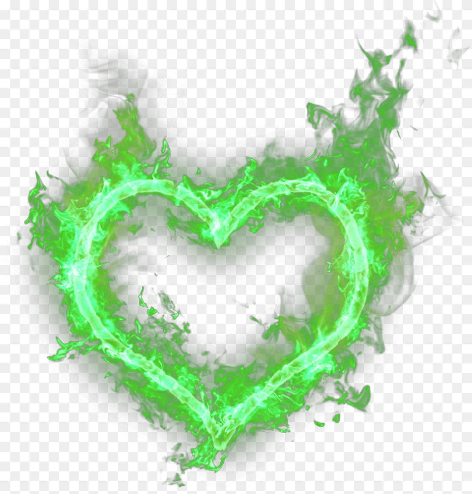 Flames Fire Love Heart Grunge Edgy Freetoedit Fire Heart Transparent, Green, Light, Accessories, Pattern Png Image