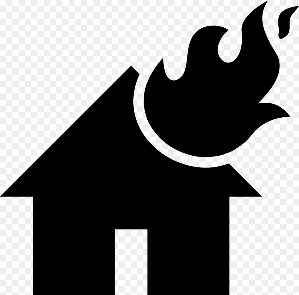 Flames On A Burning House Building On Fire Silhouette, Stencil, People, Person, Logo Free Transparent Png