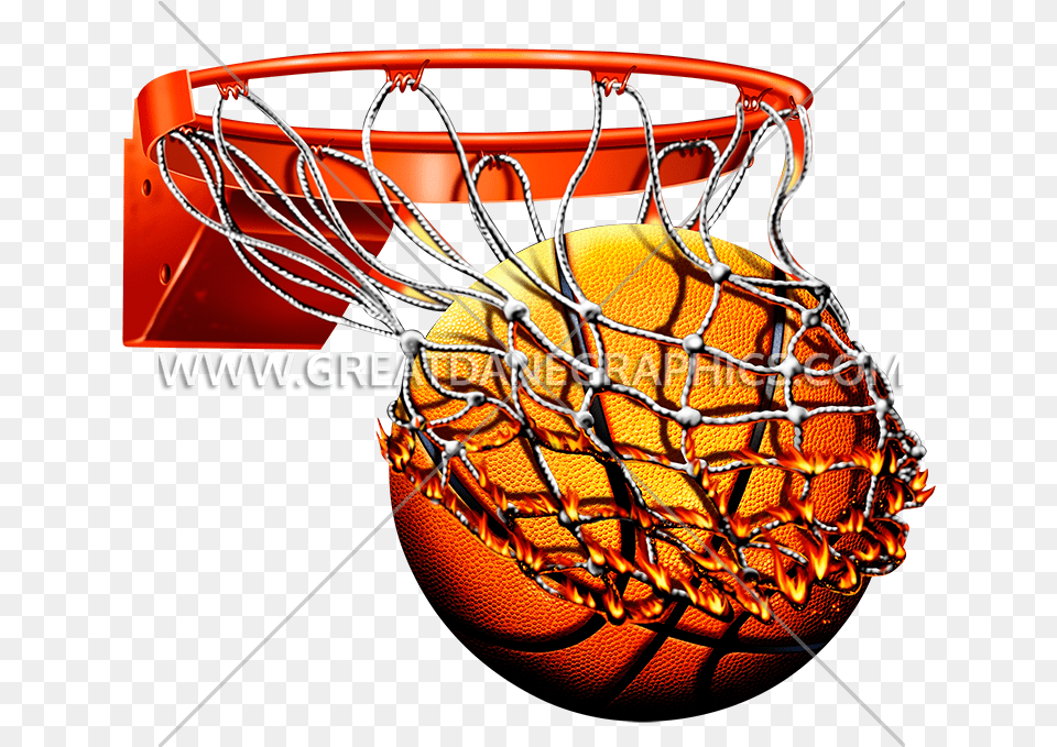 Flaming Basketball With Net Clipart Flaming Basketball Transparent, Hoop, Sport Free Png