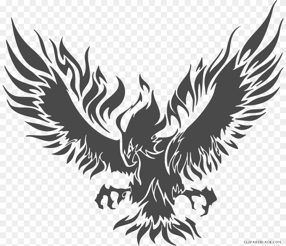 Flaming Eagle Animal Black White Clipart Images, Emblem, Symbol, Person, Bird Free Transparent Png