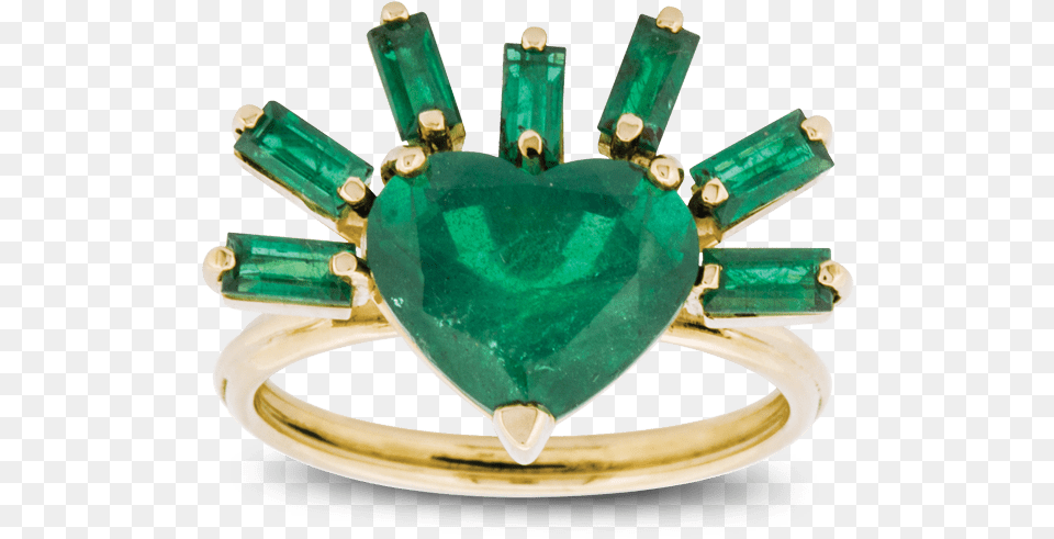 Flaming Heart Ring With Emerald Emerald, Accessories, Gemstone, Jewelry, Jade Free Png Download