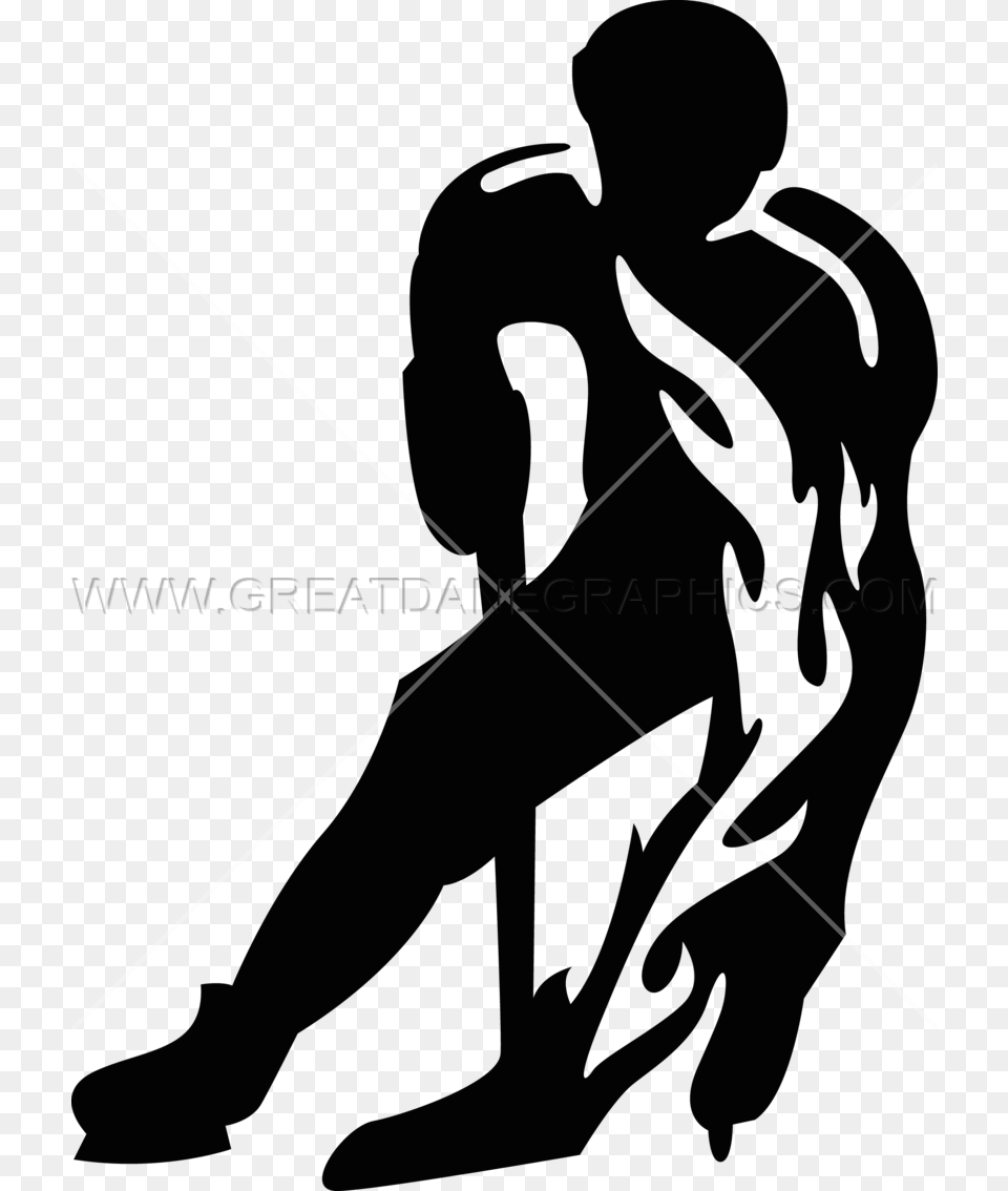 Flaming Hockey Player Dribble Basketball, Adult, Male, Man, Person Png Image