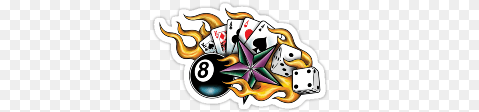 Flaming Nautical Star Tattoo 8 Ball Tattoo, Game Free Transparent Png