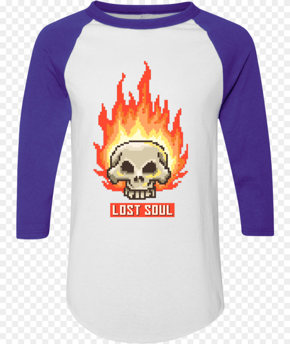 Flaming Skull Skull Shirt, Clothing, Long Sleeve, Sleeve, T-shirt Free Transparent Png