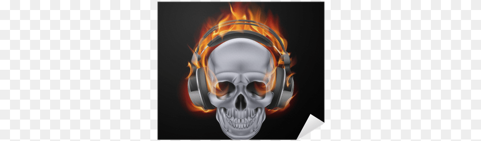 Flaming Skull With Headphones, Electronics, Adult, Male, Man Free Transparent Png