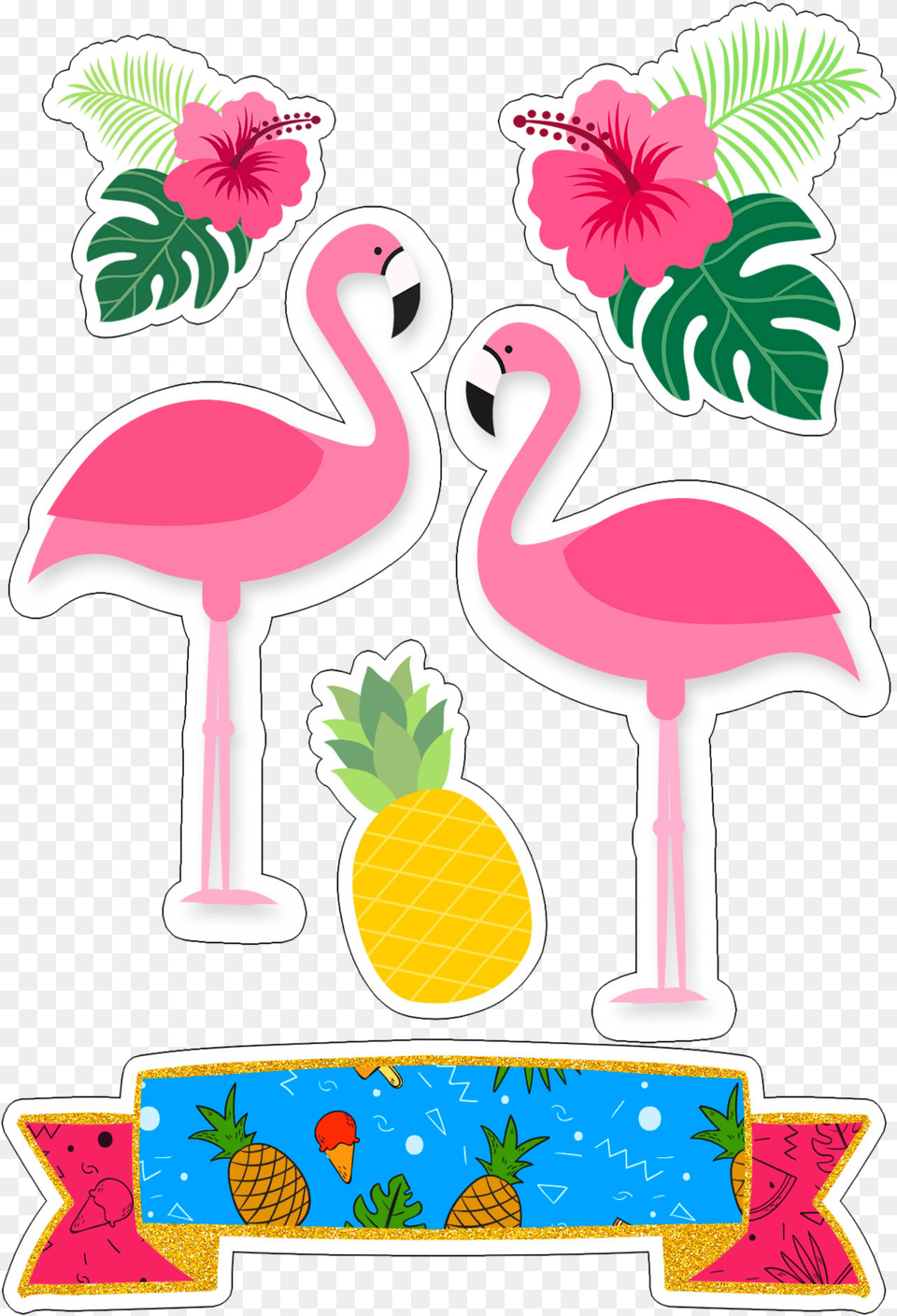 Flamingo Abacaxi Tropical Topo De Bolo Topo Flamingo, Animal, Bird Free Transparent Png