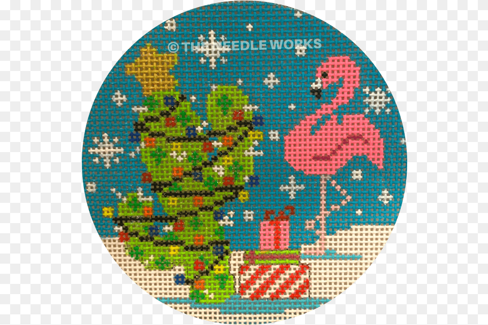 Flamingo Cactus Christmas Fictional Character, Embroidery, Pattern, Stitch Png Image