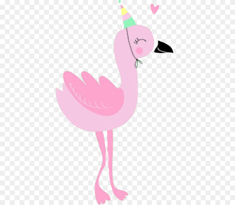 Flamingo Kawaii Kawaiiflamingo Unicorn And Flamingo Party, Animal, Bird, Clothing, Hat Png Image