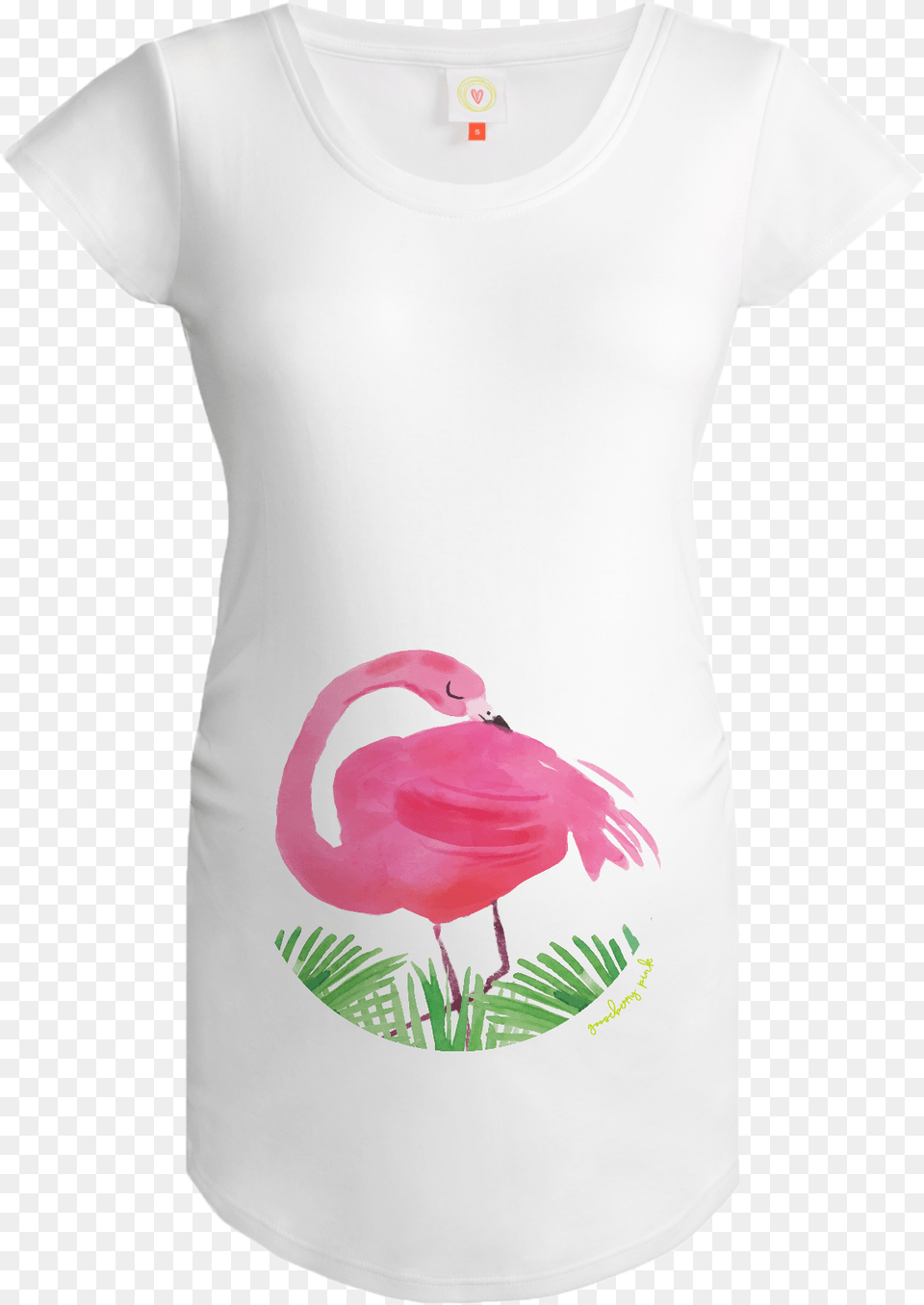 Flamingo Maternity Top In White Swan, Clothing, T-shirt, Animal, Bird Free Transparent Png