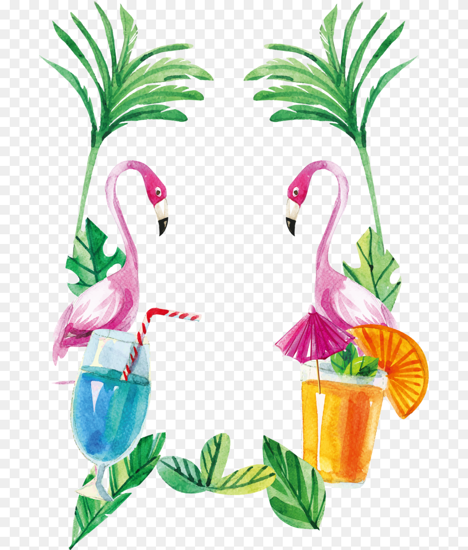 Flamingo Painted Hand Watercolor Euclidean Vector Flamingos Summer Flamingo Clipart, Animal, Bird, Plant, Art Free Png Download