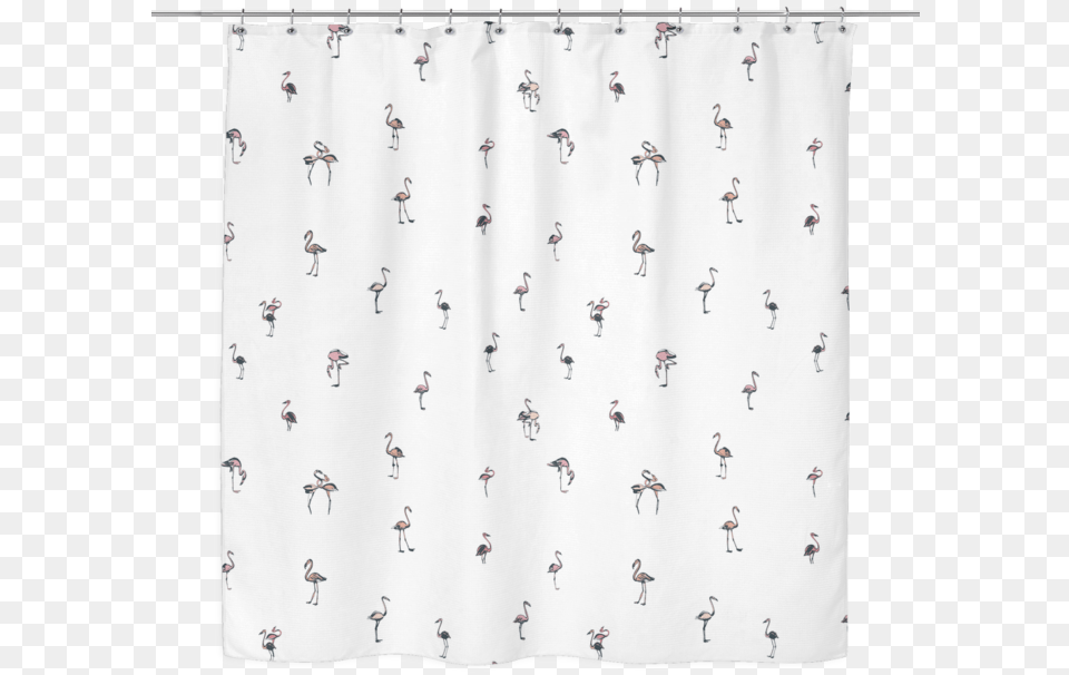 Flamingo Print Shower Curtain Curtain, Shower Curtain, White Board, Person, Animal Free Transparent Png