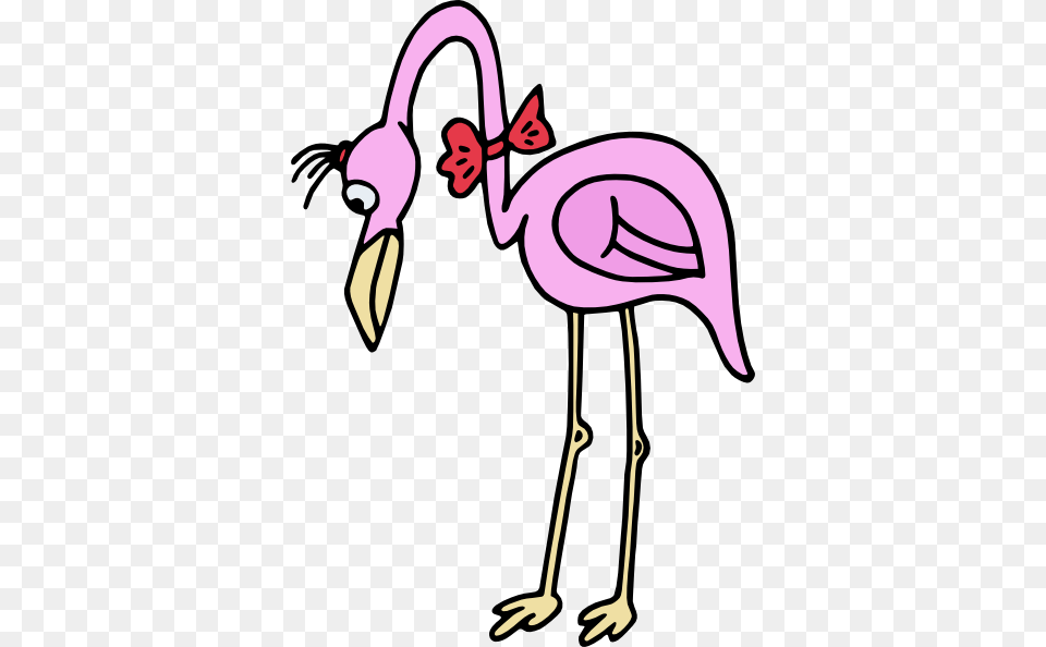 Flamingo With Bow In Color Clip Art, Animal, Bird Free Png Download